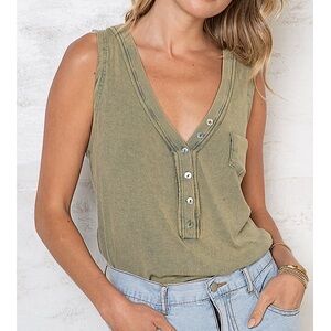 🏰🆕🌿POL: “DRIED BASIL” Stretchy Tank Top w/Pocket SMALL